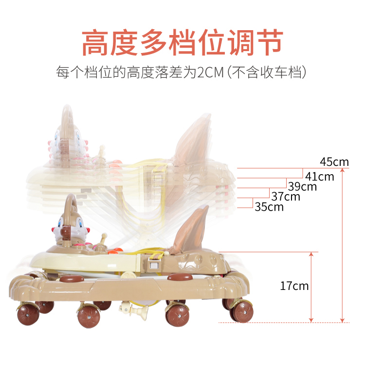 Baby Walker 6 7-18 tháng bé chống rollover đa chức năng tay đẩy có thể ngồi nam và nữ âm nhạc hỗ trợ chân xe